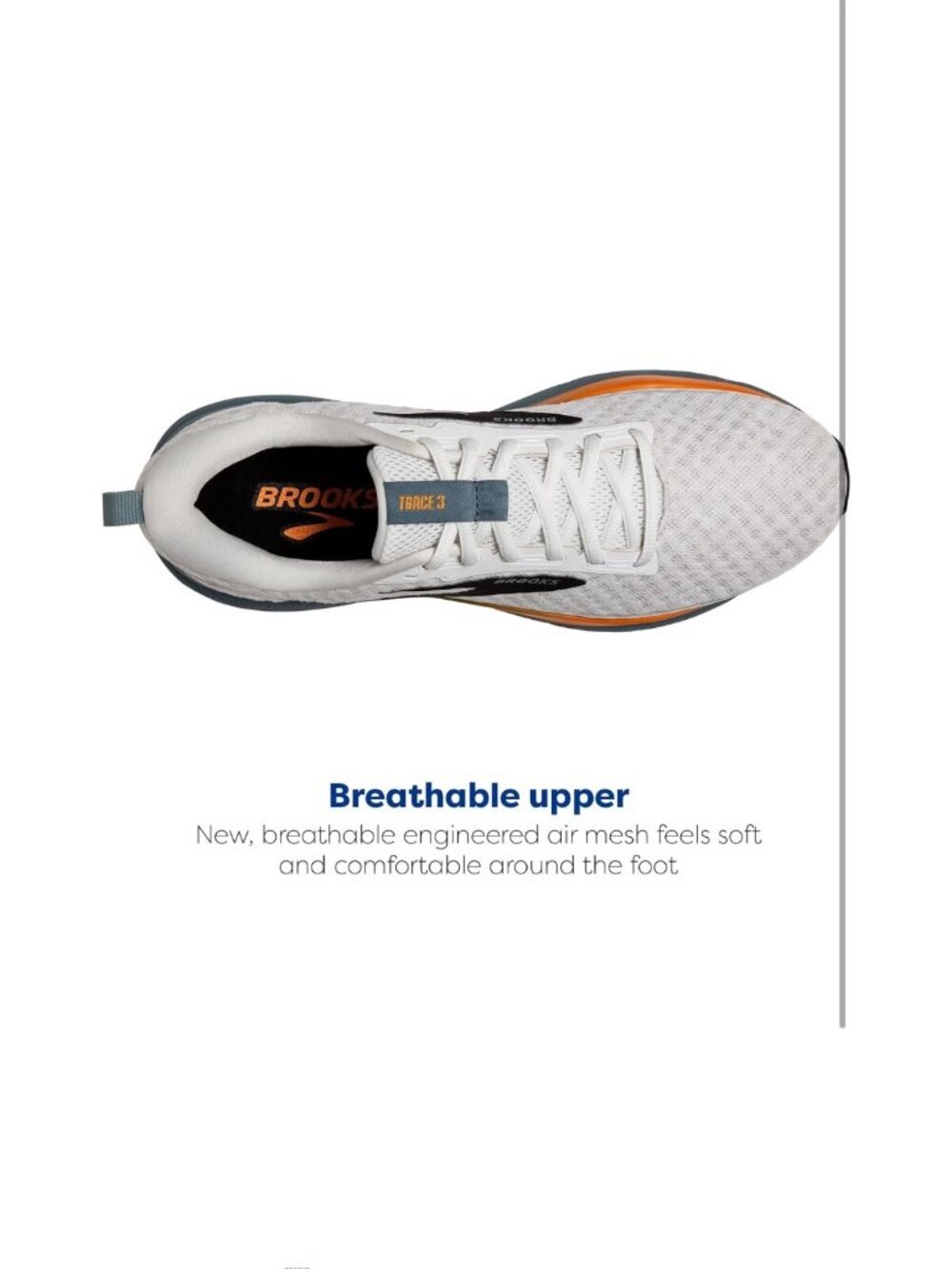 New Brooks Trace 3 White/Orange/Goblin Blue Neutral Running Shoes Men’s - Picture 4 of 5
